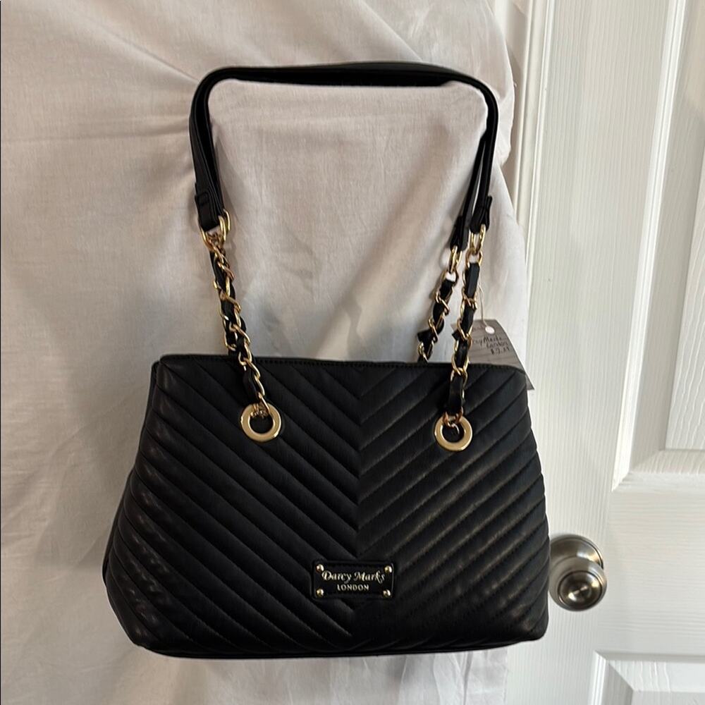 Darcy Marks London Black and Gold Quilted Shoulder Bag